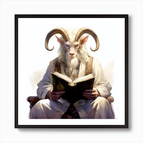 Goat Reading A Book 6 Art Print