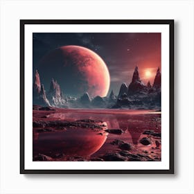 An Alien Planet With Red Sky 5:7 Art Print