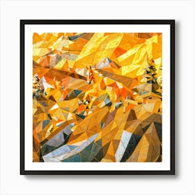 horse on rocky mountain, cubism Art Print