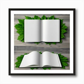 Open Book With Leaves Art Print