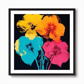 Andy Warhol Style Pop Art Flowers Flowers 1 Square Art Print