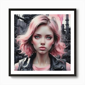 Pink Haired Girl Art Print