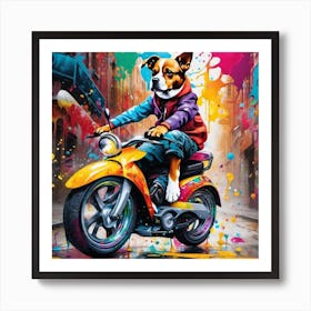 Dog On A Motorcycle 2 Art Print