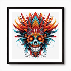 Skull With Feathers Art Print