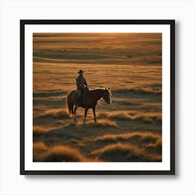 Cowboy On Horseback Art Print