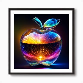 Reflection Of A Universe In A Full Crystal Apple - Abstract Colorful Photo Picture Art Print