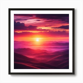 Sunset Over The Mountains Art Print