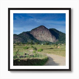 Mountain Hill Pathway Fence Wallpaper 1024x1024 Art Print