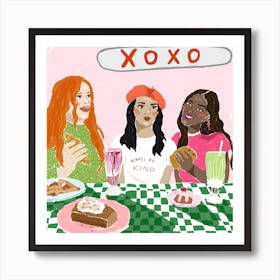 Diner Babes Square Art Print