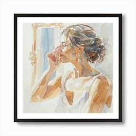 Watercolor Bride Getting Ready 1718372375 4 Art Print