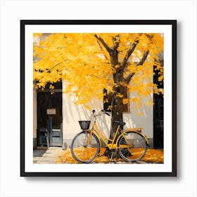 Yellow Bicycle In Autumn 2 Art Print