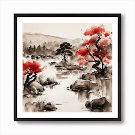 Japanese Tree Painting Art Print