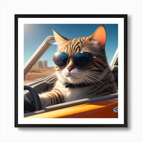 Cat In A Car Art Print