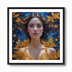 Golden leaf beauty Art Print