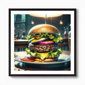 Burger On A Plate 85 Art Print