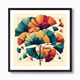 Geometric Art Tropical leaves of ginkgo biloba 5 Art Print