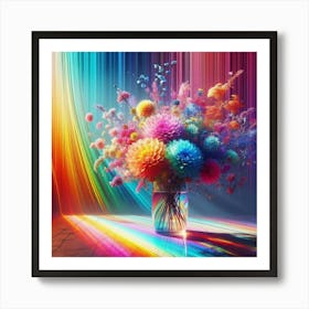 Colorful Flowers In A Vase Art Print