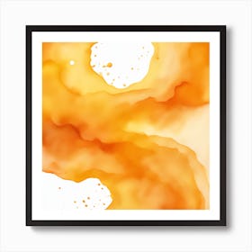 Beautiful orange yellow abstract background. Drawn, hand-painted aquarelle. Wet watercolor pattern. Artistic background with copy space for design. Vivid web banner. Liquid, flow, fluid effect. Art Print
