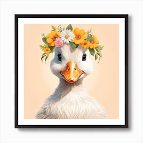 Floral Baby Duck Nursery Illustration (15) Art Print