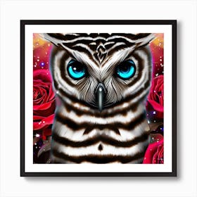 Owl With Blue Eyes 7 Art Print