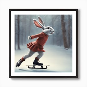 Rabbit On A Skateboard Art Print