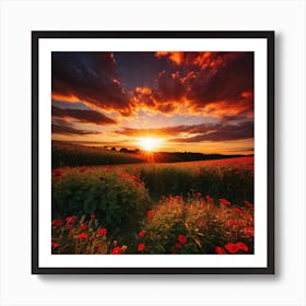 Sunset In The Field 15 Art Print