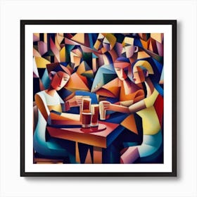 People Drinking At A Bar Art Print