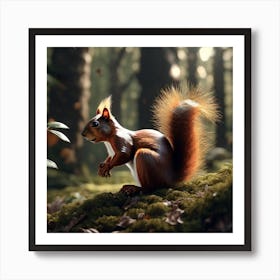 Red Squirrel In The Forest 49 Art Print