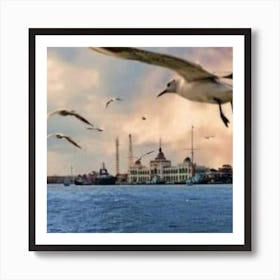 Seagulls Flying Art Print