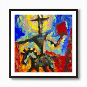 An Abstract Impressionist Oil Painting Of Don Quixote 2 Art Print