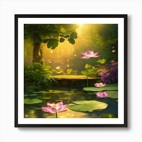 Lotus Flower In The Water 1 Art Print