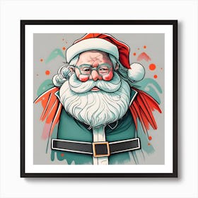 Christmas Santa Claus Minimalistic Drawing 1 Art Print