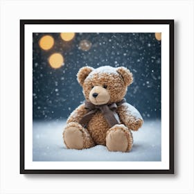 Teddy Bear In The Snow 1 Art Print