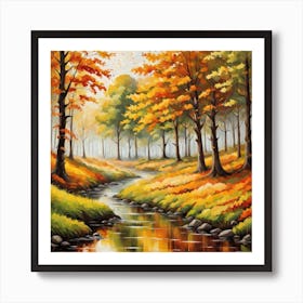 Forest In Autumn In Minimalist Style Square Composition 96 Art Print