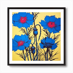 Love In A Mist Nigella 2 Pop Art Illustration Square Art Print