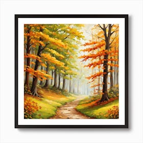 Forest In Autumn In Minimalist Style Square Composition 268 Art Print