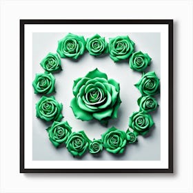 Green Roses In A Circle 1 Art Print