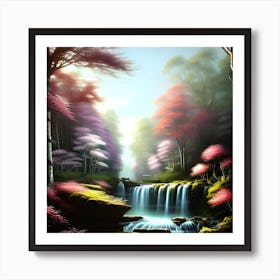 Waterfall In The Forest 5 Art Print