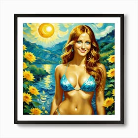 Sunflower Girlbyyh Art Print