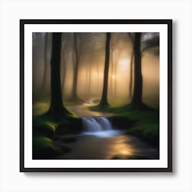 Stream In The Forest Art Print