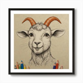 Goat Drawing 14 Art Print