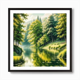 Lake In The Forest 8 Art Print