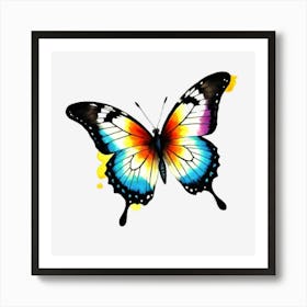 Butterfly On Black Background 1 Art Print