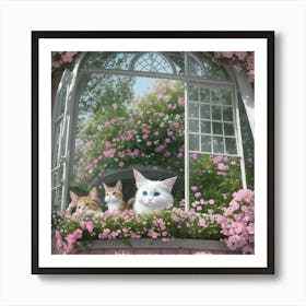 Cats In The Window Art Print