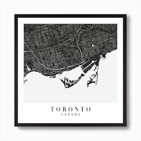 Toronto Canada Minimal Black Mono Street Map  Square Art Print