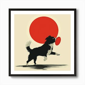 Dog With Frisbee Art Print