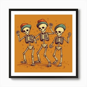 Skeletons Dancing Art Print