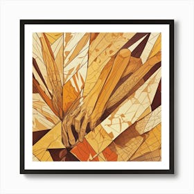 Fragmented Stalks Cubism Style Art Print