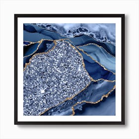 Agate Glitter Ocean Texture 08 Art Print