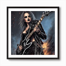 Heavy metal biker chick 1 Art Print